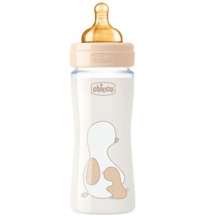 Детская бутылочка стеклянная T Rubber - Chicco Original Touch (нейтральная 2M+ средний поток 250 мл)