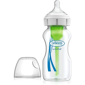 Антиколиковая стеклянная бутылочка с силиконовой соской - Dr Brown's Natural Flow Options (270 мл 2 U Wide Mouth)