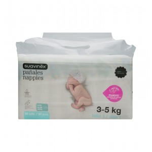 Подгузники для новорожденных Suavinex Newborn (от 3 до 5 кг 34 U)
