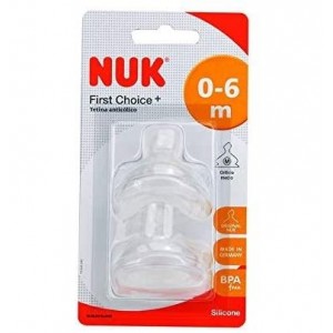 Антиколиковая силиконовая соска - Nuk First Choice+ (T-1 S 2 соски)
