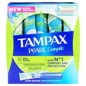 Тампоны Tampax Compak Pearl из 100% хлопка (Super 16 U)