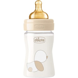 Детская бутылочка стеклянная T Rubber - Chicco Original Touch (нейтральная 0M+ нормальный поток 150 мл)