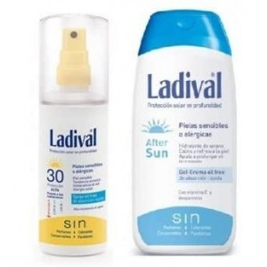 Ladival Sensitive or Allergic Skin Spray Fps 30 - Гель-крем с высокой фотозащитой + Aftersun (1 флакон 200 мл + 1 флакон 150 мл Duplo)