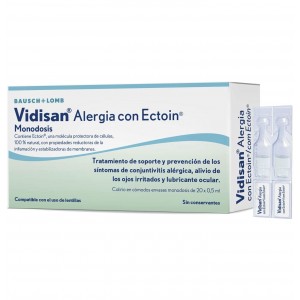 Видисан Аллергия с эктоином однодозовые глазные капли (20 упаковок по 0,5 мл)