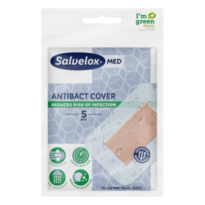 Повязка Salvelox Med Antibact Cover 76 x 54 мм, 5 шт - Orkla