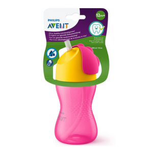 Flixable Cup With Straw Pink + 12 Months, 300 мл. - Philips Avent